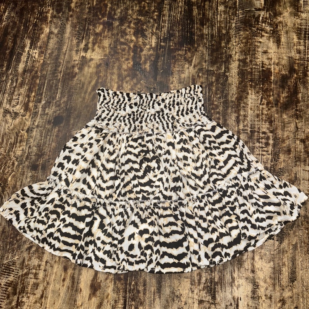 Altar'd State Tiger Print Ruffle Bubble Mini Skirt